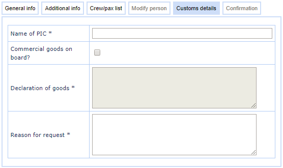 Customs details
