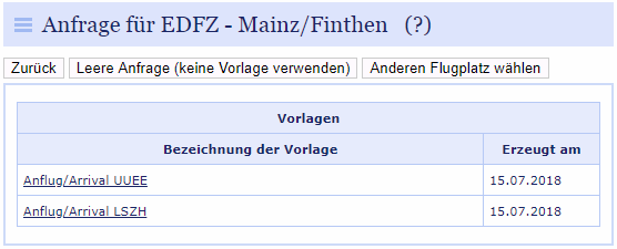 Vorlage übernehmen